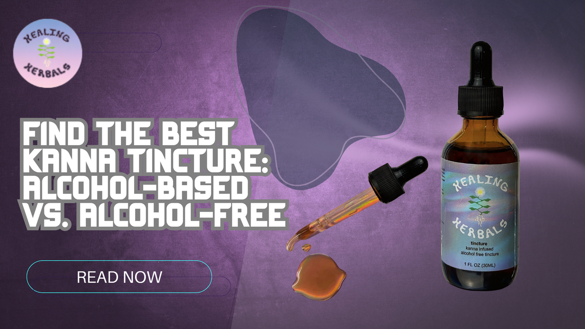 Kanna tincture bottles, from an article comparing alcohol-based and alcohol-free