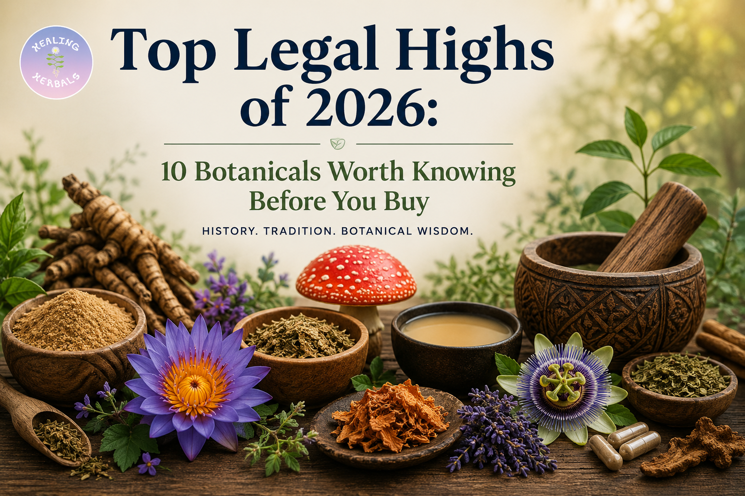Top Botanicals of 2026: assorted herbal botanicals including Kanna, Blue Lotus, and Wild Dagga