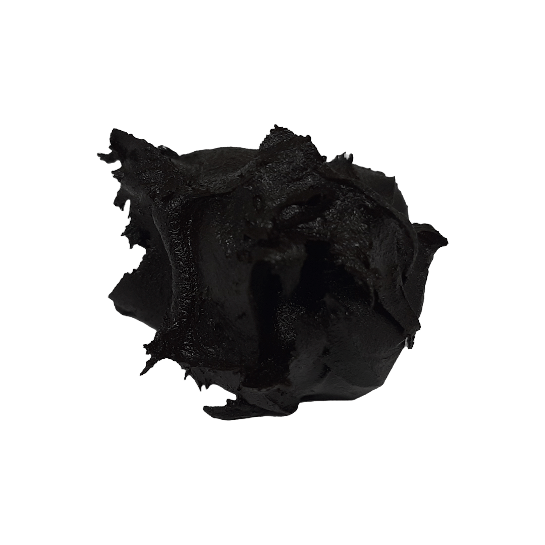 Top-down close-up of Blue Lotus resin extract by Healing Herbals, showcasing a dark, glossy, sticky botanical concentrate with natural texture on a clean white background.