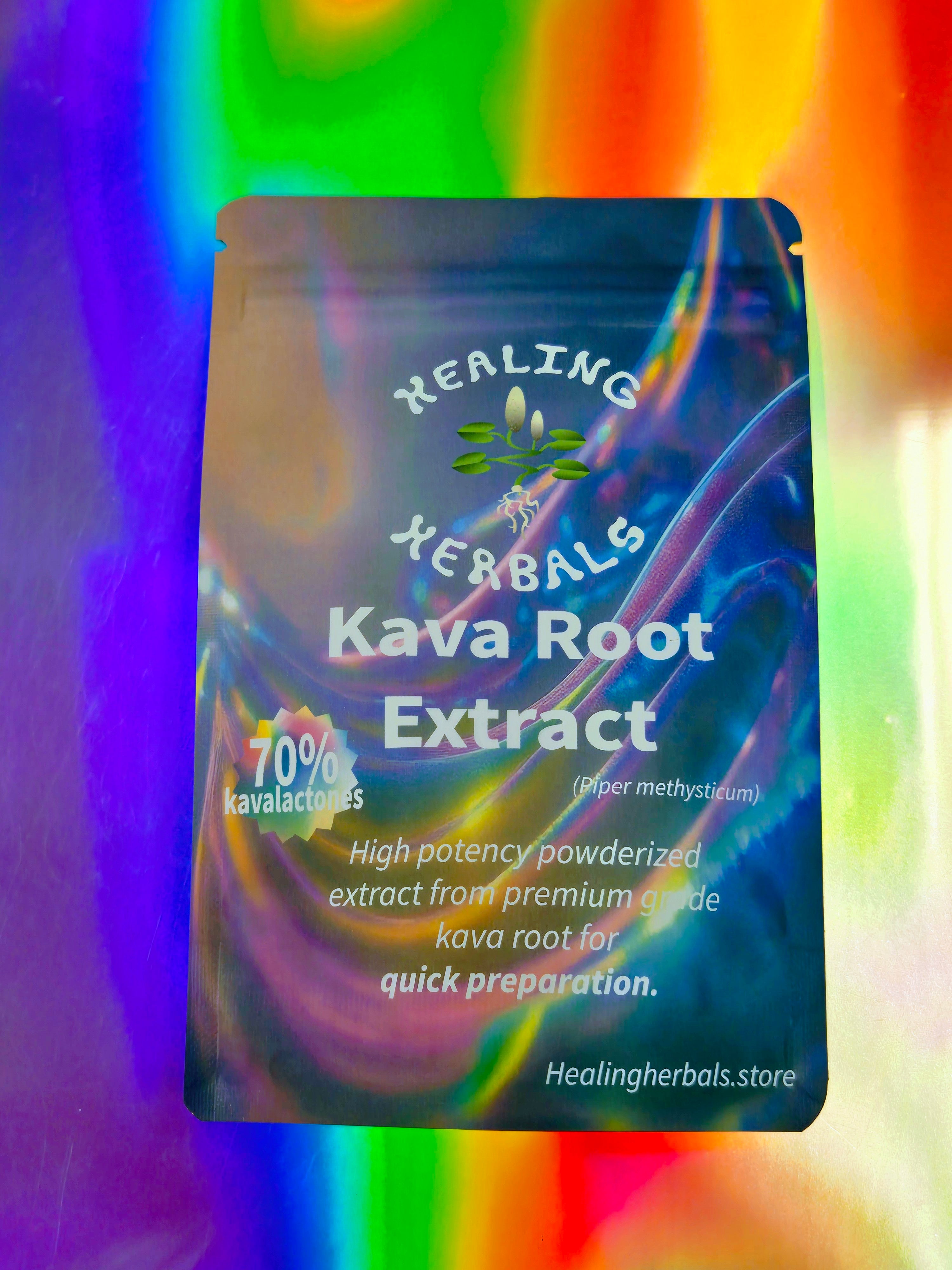 Kava Extract 70% Kavalactone Concentrated Root Extract Packaging By Healing Herbals