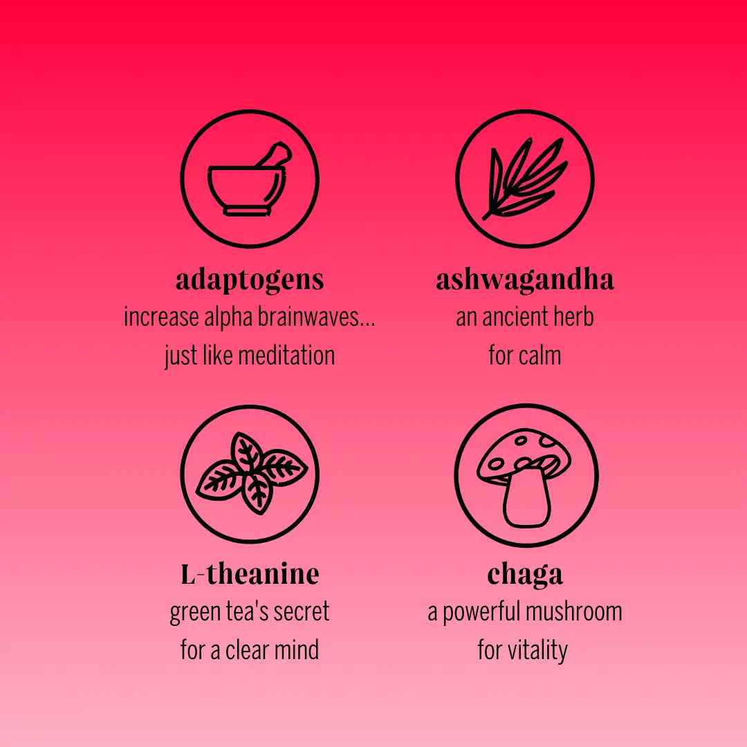 Moment Sparkling Cherry Chaga With Adaptogens, L-theanie And Ashwagandha Healing Herbals