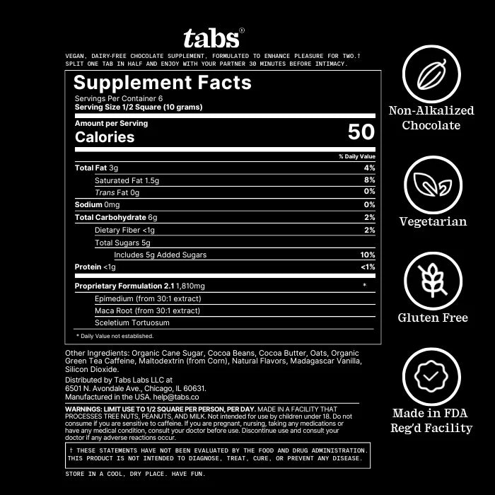 Tabs Kanna Extract Aphrodisiac Chocolate Bars