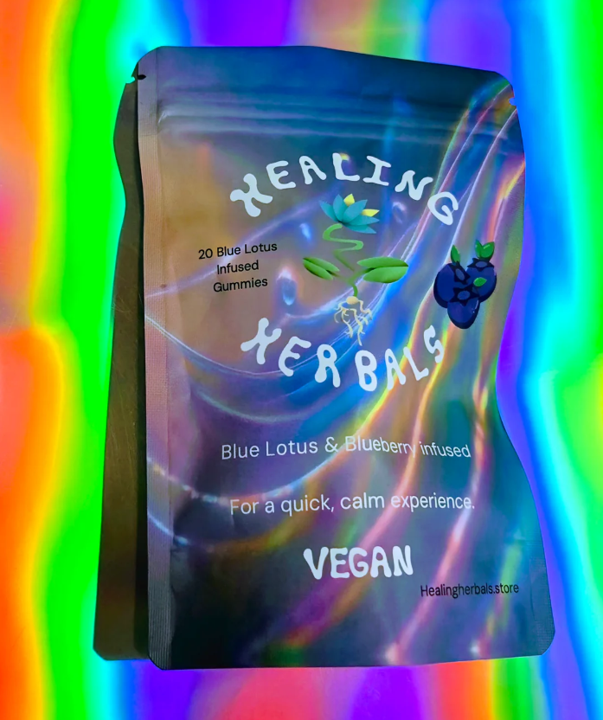 Blue Lotus Gummies (L-theanine and Gaba) - Blueberry Flavor pouch