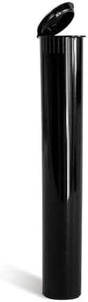 Black 116 mm king size pop top pre-roll tube with squeeze cap