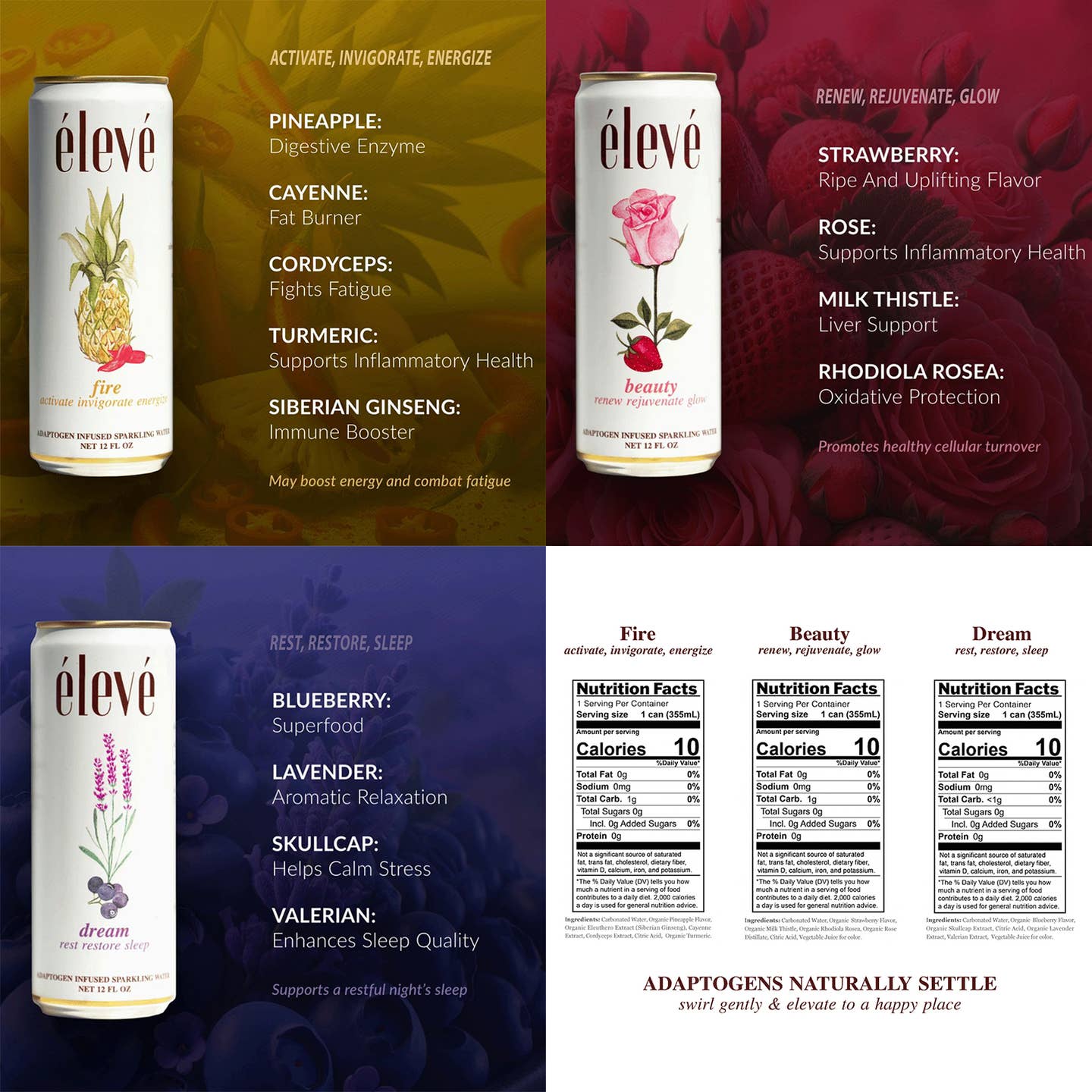 Eleve Ginseng, Rhodiola, Valerian Drinks