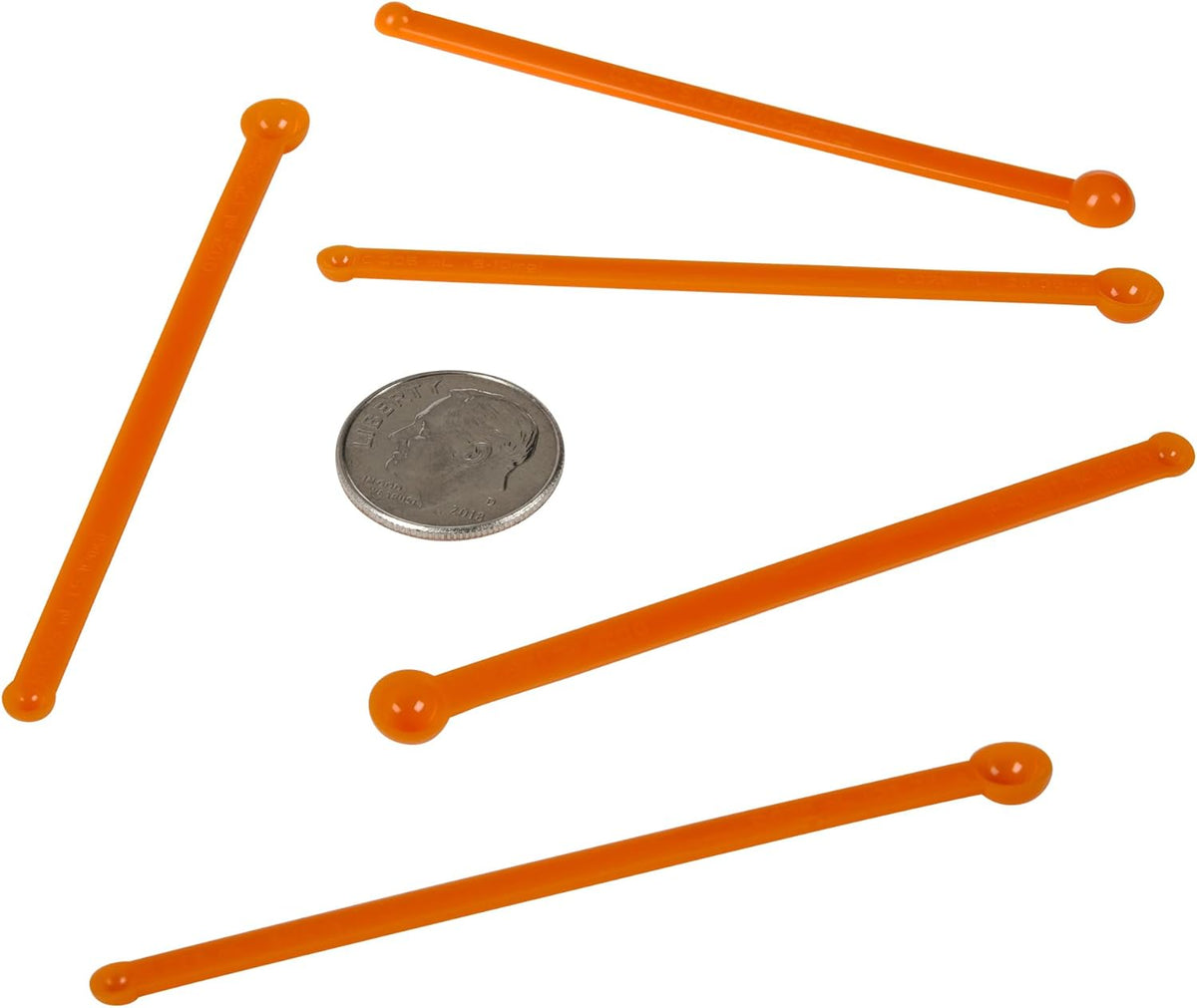 Double-sided micro measuring scoops shown next to a dime for scale