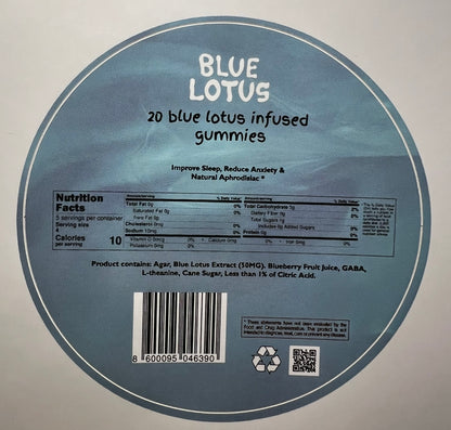 Blue berry Lotus, L-theanine & Gaba Gummies - Blueberry Flavor