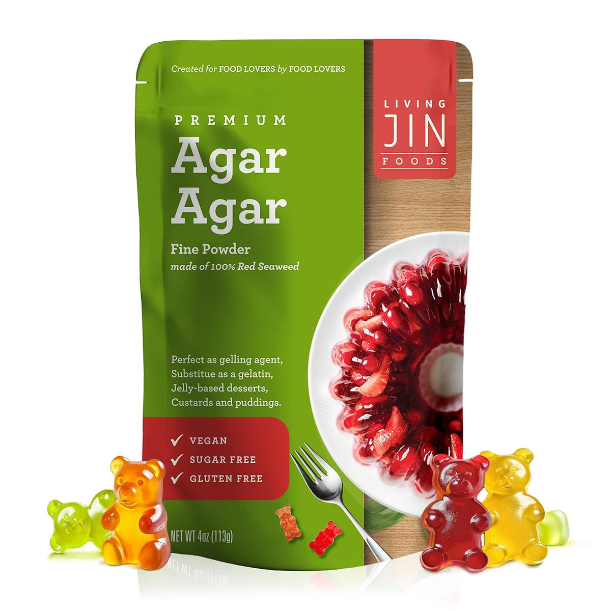 Bag of agar agar powder