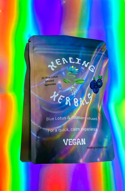Blue Lotus L-Theanine And Gaba Gummies Blueberry Flavor Vegan From Healing Herbals