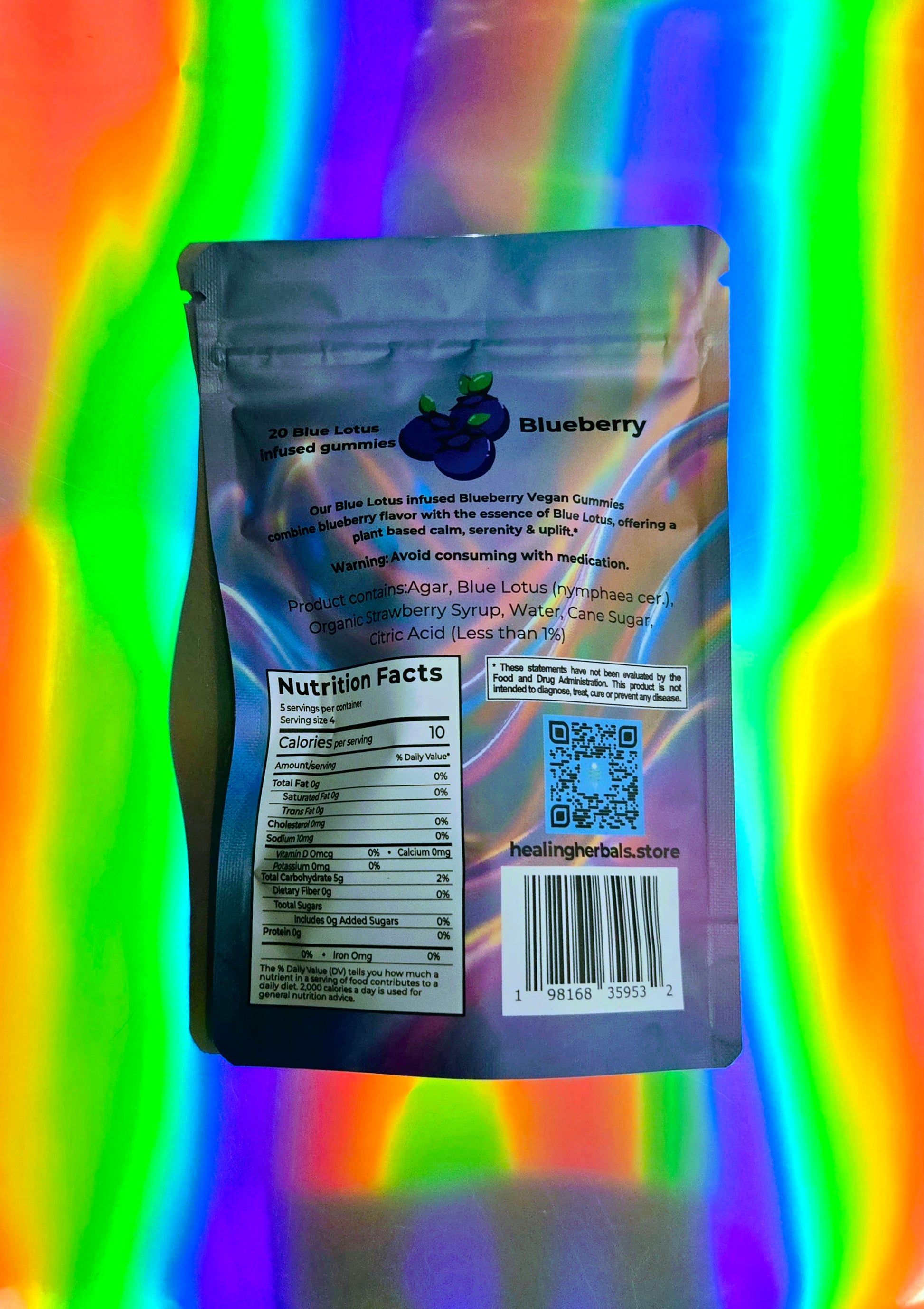Blue Lotus L-Theanine And Gaba Gummies Blueberry Flavor Nutrition Facts By Healing Herbals