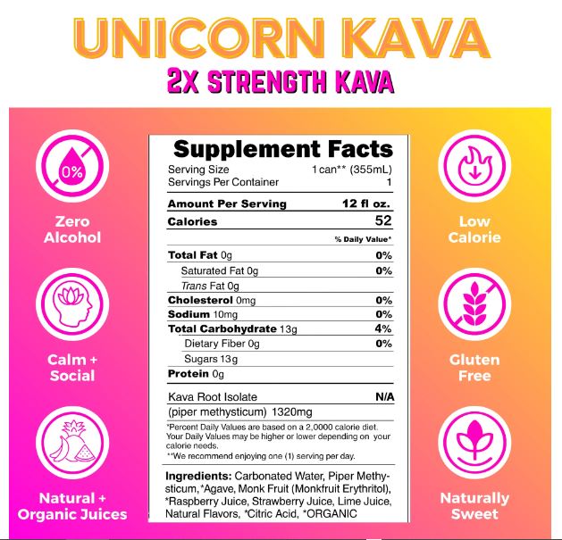 Botanical Brewing Co. Brewer Series Unicorn Piss Kava 2x Strength Supplement Facts - Healing Herbals Store