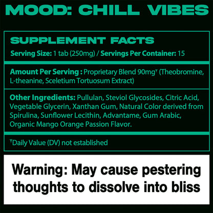 Kanna Extract Breath Mint Strips Chill Tabs Supplement Facts By Healing Herbals Store