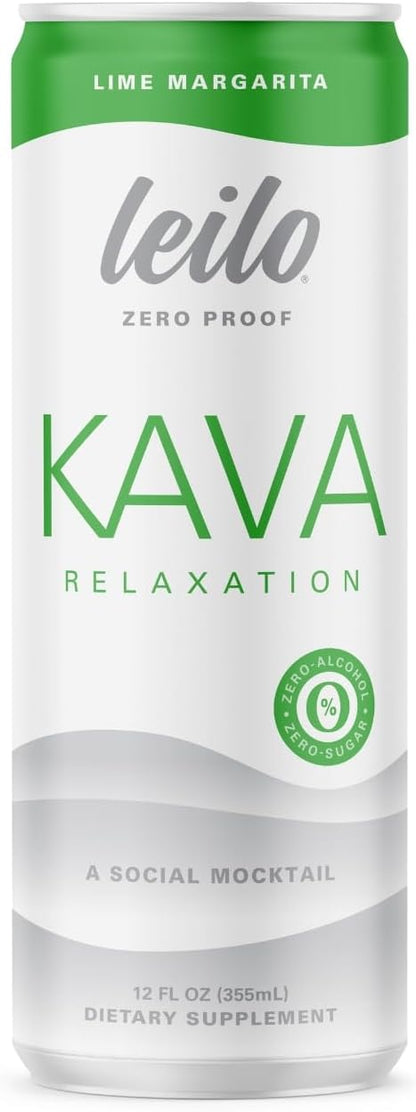 Leilo Kava Drink Lime Margareta Flavor Social Mocktail 12 FL OZ 355mL By Healing Herbals