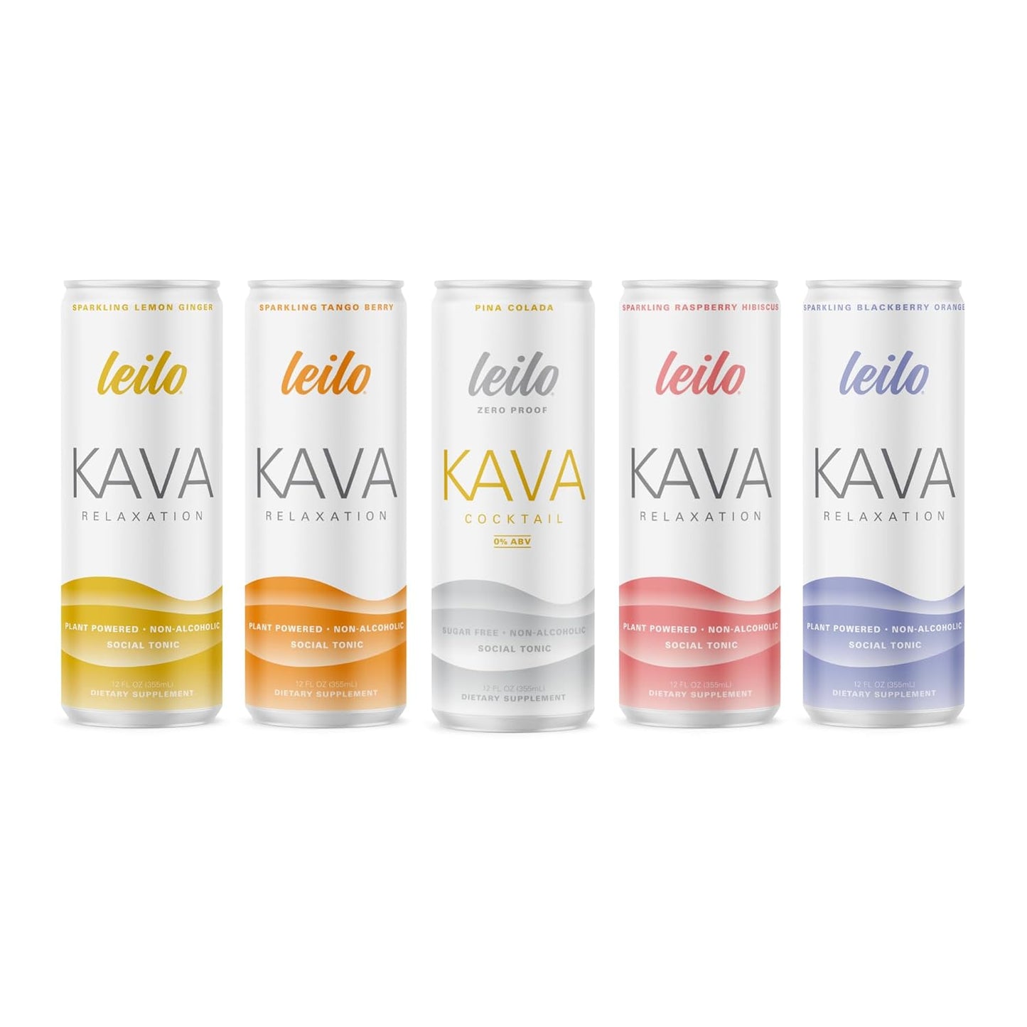 Leilo Kava Drink Relaxation 5 Flavors Variety 12 FL OZ Dietary Supplement By Healing Herbals
