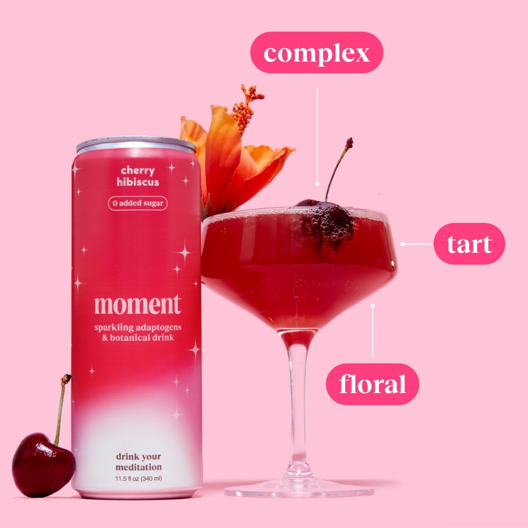 Moment Cherry Hibiscus Sparkling Botanical Drink Healing Herbals