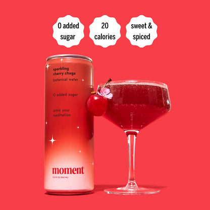 Moment Sparkling Cherry Chaga Drink Botanical Water Healing Herbals