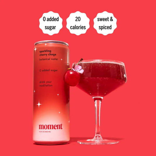 Moment Sparkling Cherry Chaga Drink Botanical Water Healing Herbals