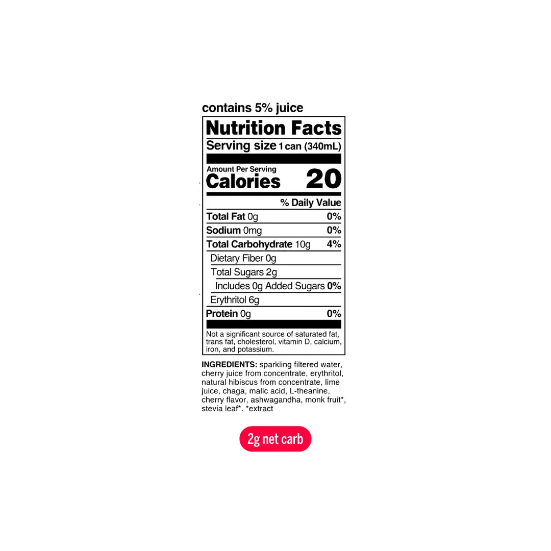 Moment Sparkling Cherry Chaga Drink Nutrition Facts Healing Herbals