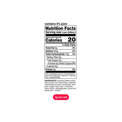 Moment Sparkling Cherry Chaga Drink Nutrition Facts Healing Herbals