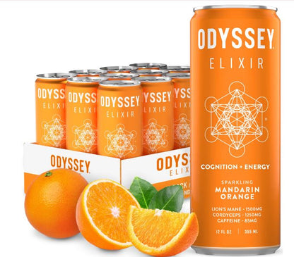 Odyssey Elixir Sparkling Mandarin Orange Flavor 12 FL OZ 355 ML By Healing Herbals