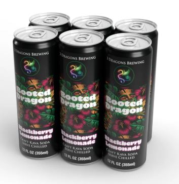 Rooted Dragon Kava Soda 3 Pack Blackberry Lemonade Flavor Healing Herbals
