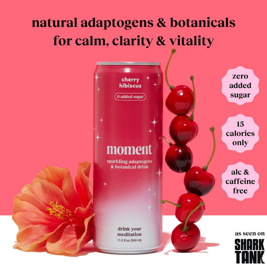 Moment Ashwagandha, L-Theanine, Cherry, Hibiscus (sparkling mocktail)