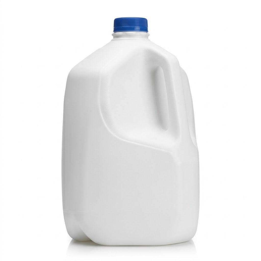 One gallon white plastic jug with a handle and blue cap of USP food grade propylene glycol
